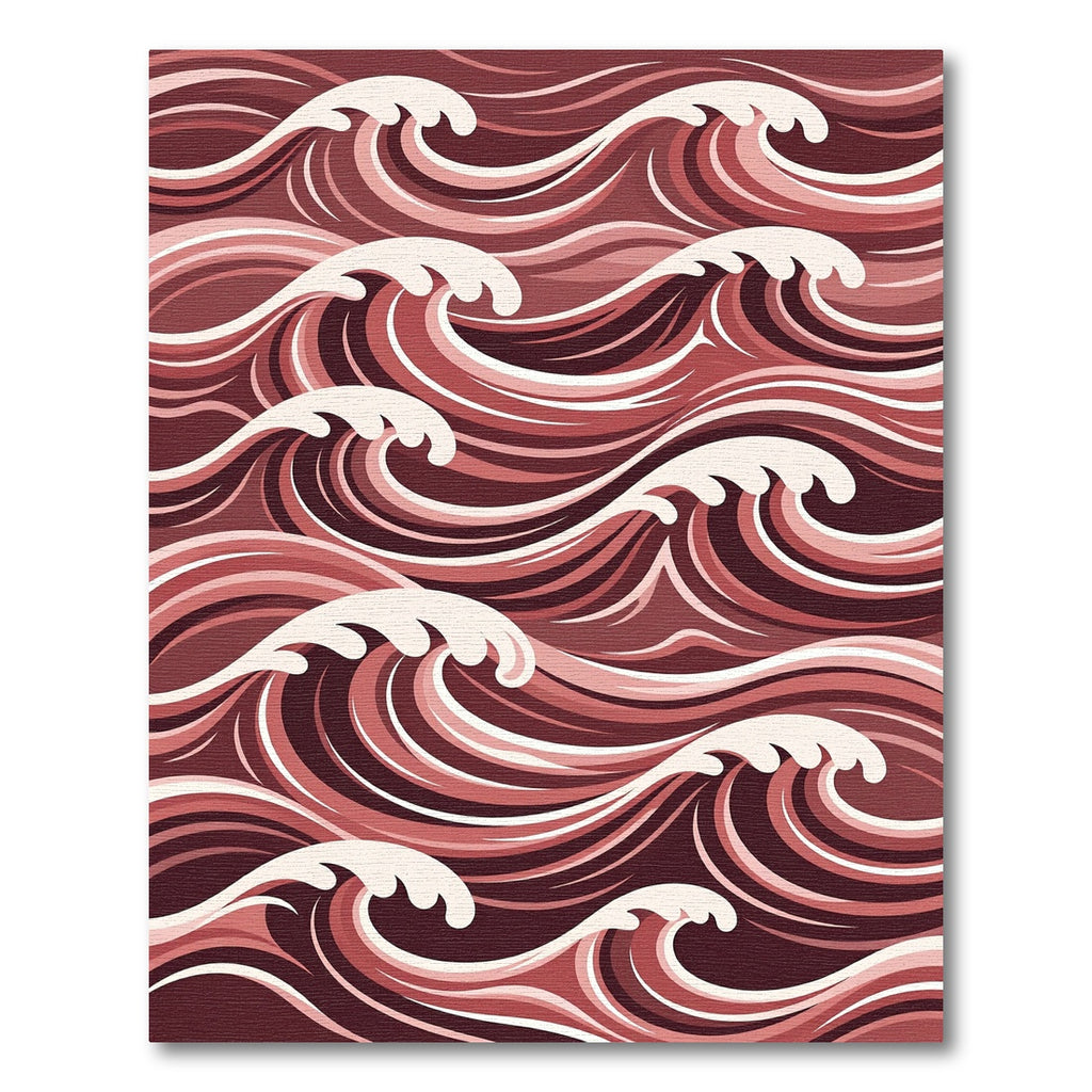 Deep Red Swirling Ocean Waves Rug