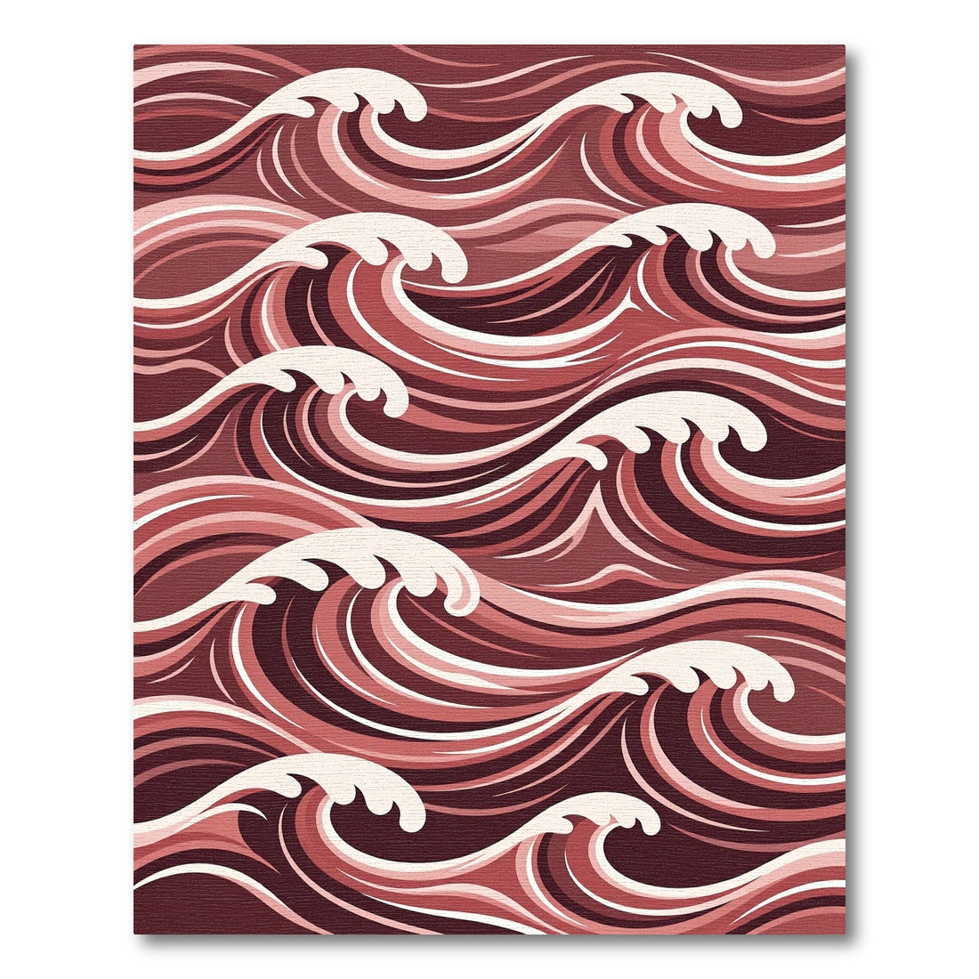Deep Red Swirling Ocean Waves Rug