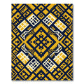 Geometric Gold Navy Aztec Diamond Texture Rug