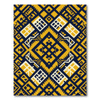 Geometric Gold Navy Aztec Diamond Texture Rug