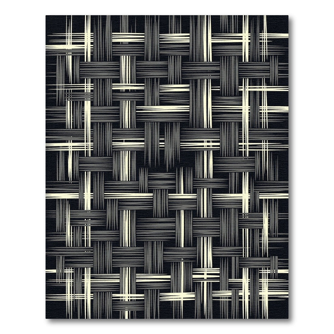 Monochrome Textured Woven Geometric Grid Rug