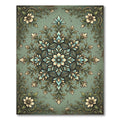 Vintage Teal Floral Medallion Scroll Rug