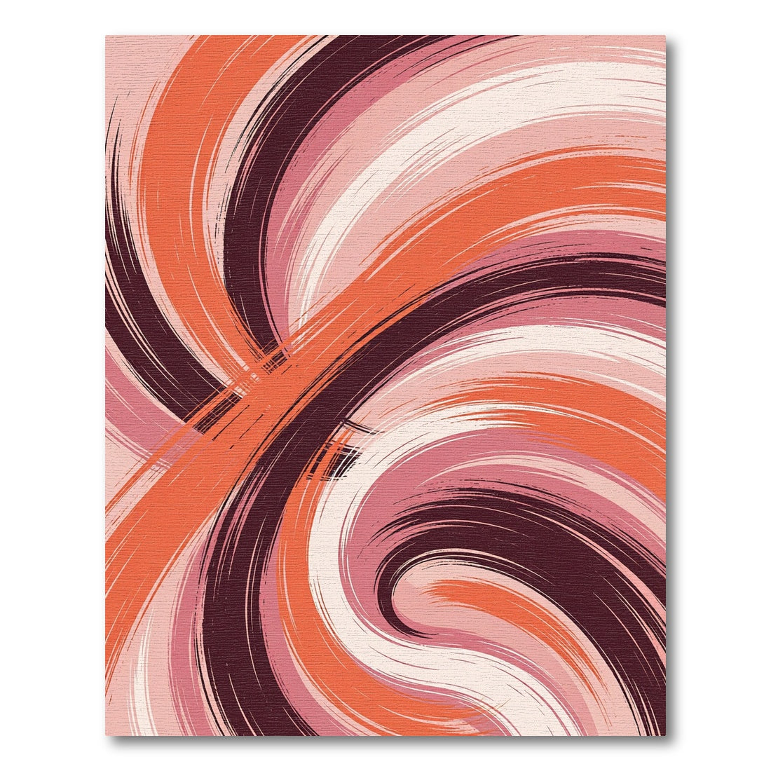 Crimson Orange Swirl Brushstroke Rug