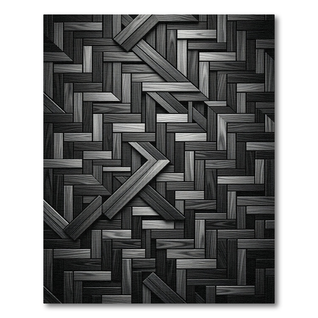 Monochrome Geometric Wood Plank Art Rug