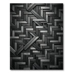 Monochrome Geometric Wood Plank Art Rug