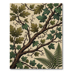 Earthy Forest Foliage Oak Ivy Illustration Rug