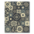 Midnight Navy Floral Paisley Tile Rug