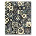 Midnight Navy Floral Paisley Tile Rug