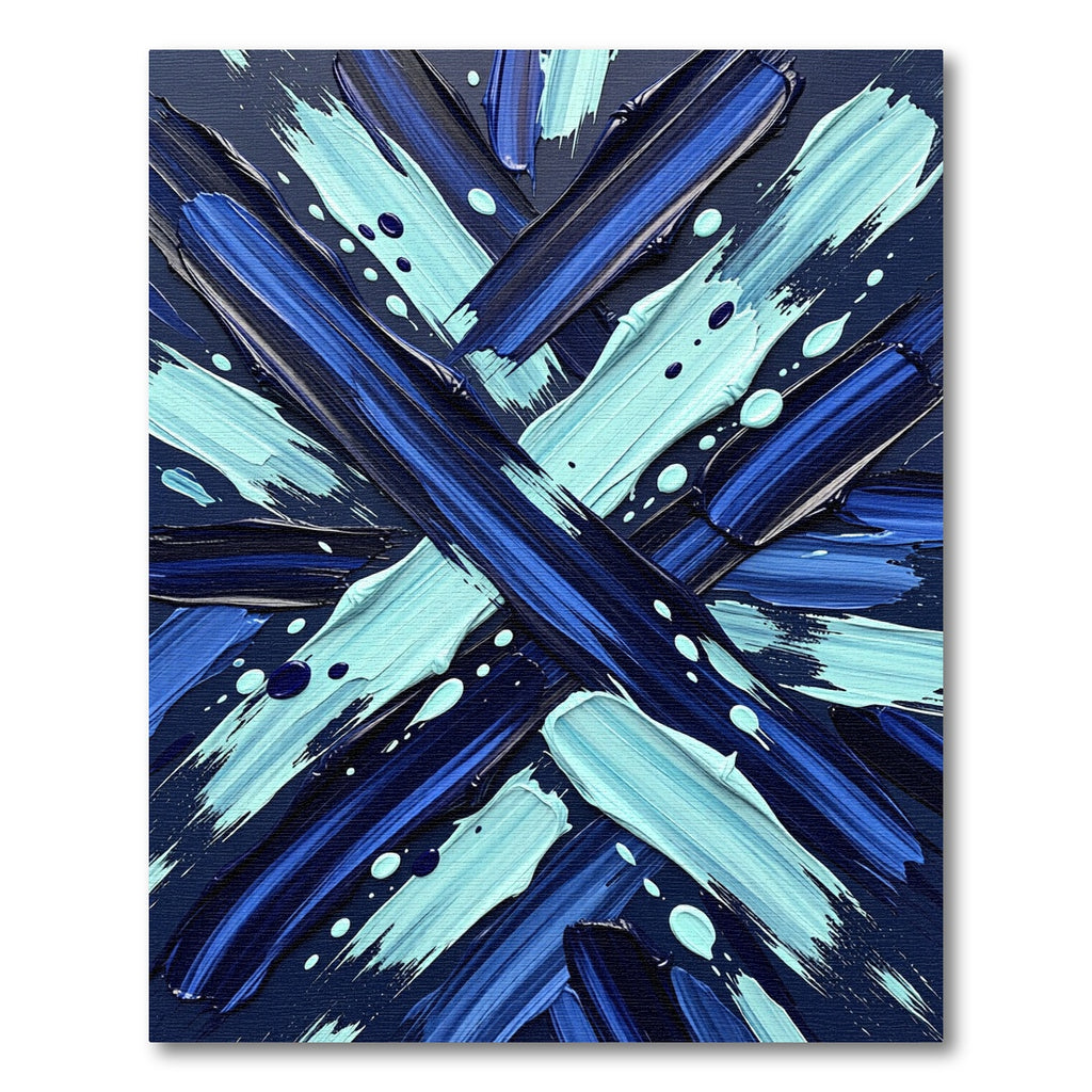 Abstract Cobalt Aqua Brush Stroke Rug