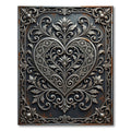 Ornate Silver Heart Damask Medallion Rug