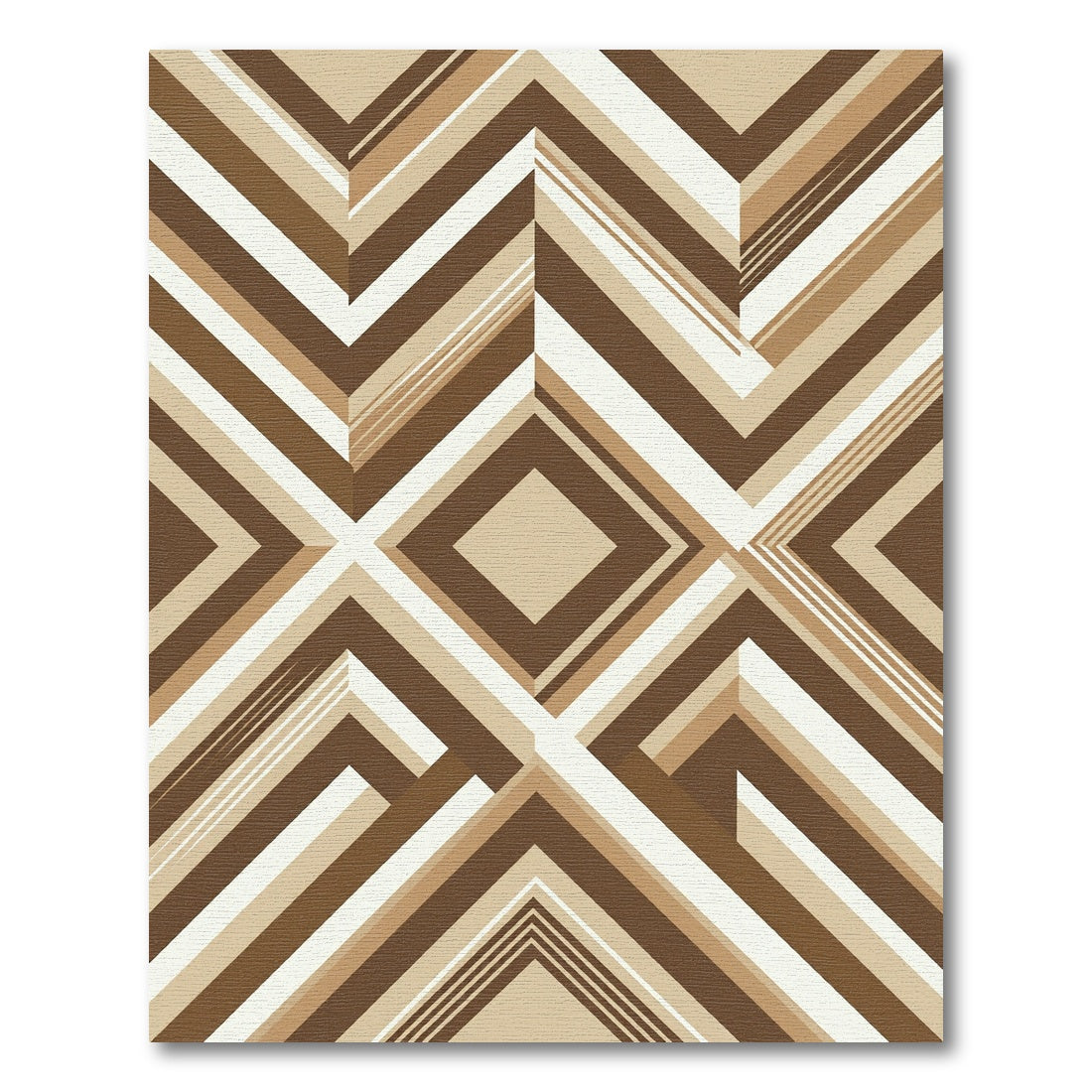 Modern Brown Geometric Chevron Diamond Rug