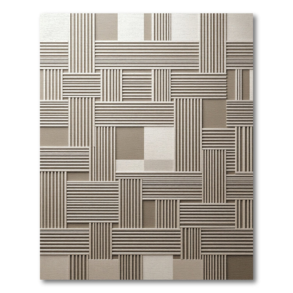 Modern Neutral Linear Geometric Textured Rug
