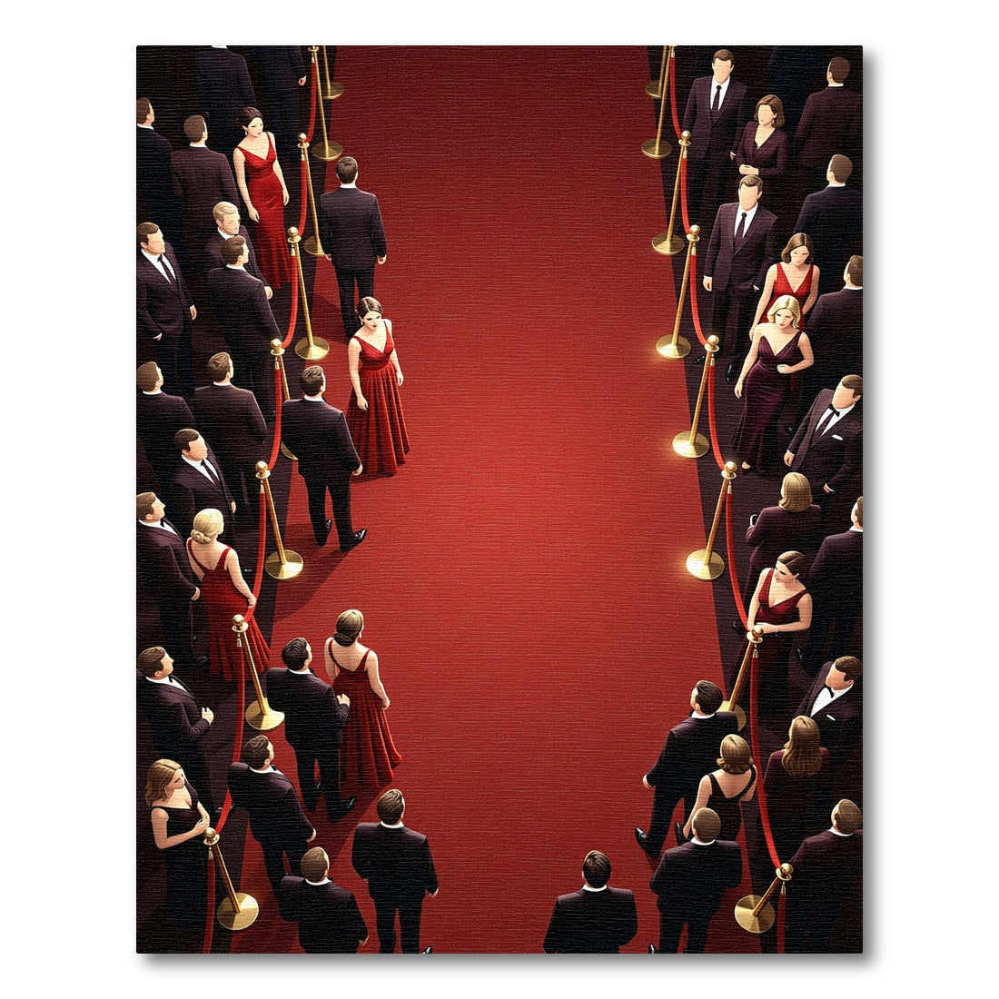 Red Carpet Crowd Tuxedo Gowns Rug