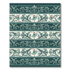 Elegant Teal Ballerina Damask Scroll Rug