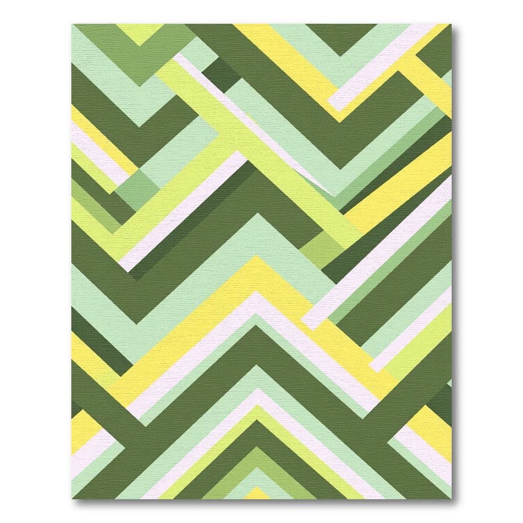 Modern Green Yellow Chevron Geometric Rug