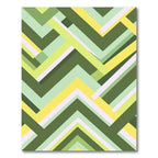 Modern Green Yellow Chevron Geometric Rug
