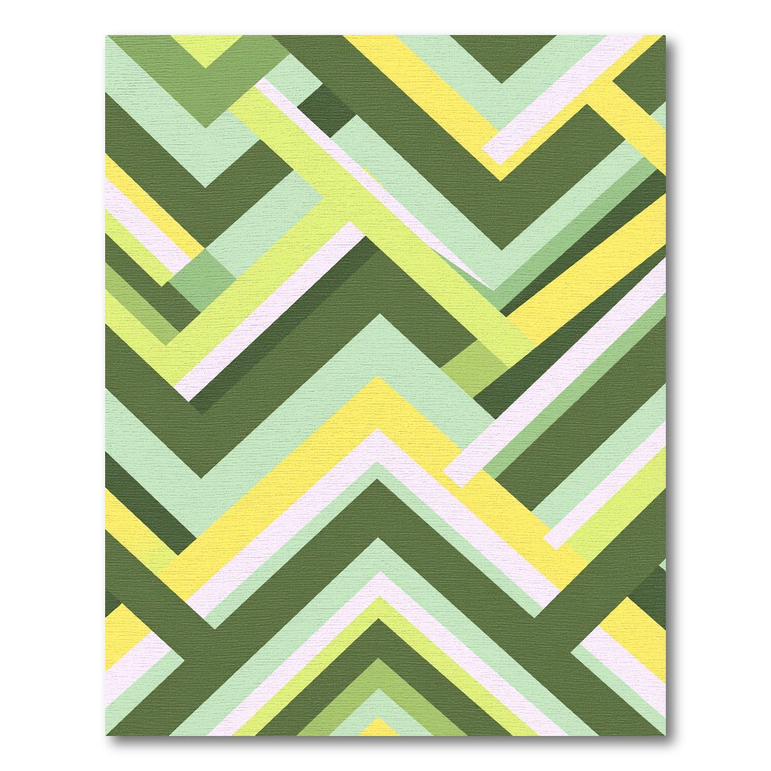 Modern Green Yellow Chevron Geometric Rug