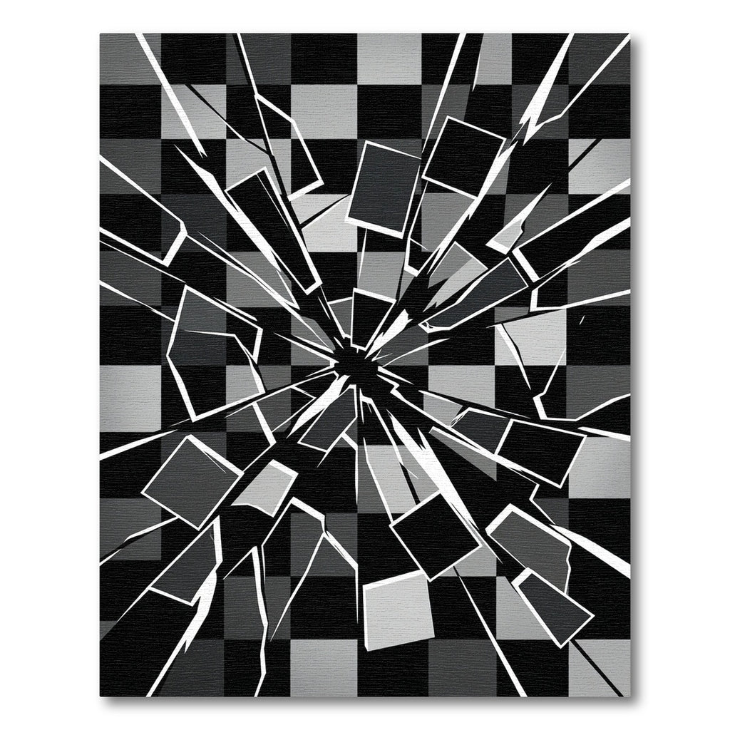 Monochromatic Shattered Checkerboard Effect Rug