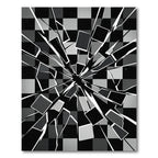 Monochromatic Shattered Checkerboard Effect Rug