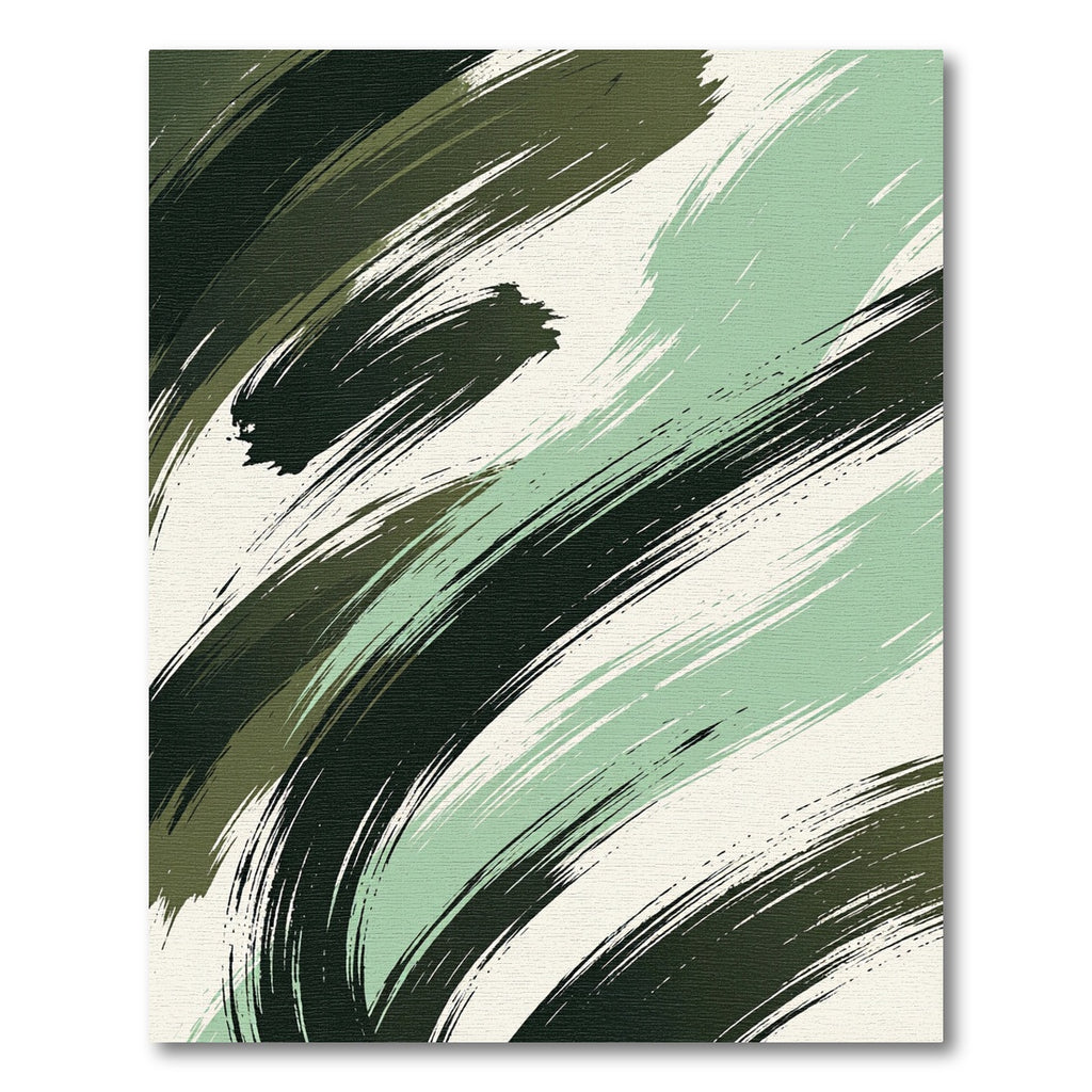 Deep Green Mint Brushstroke Abstract Rug