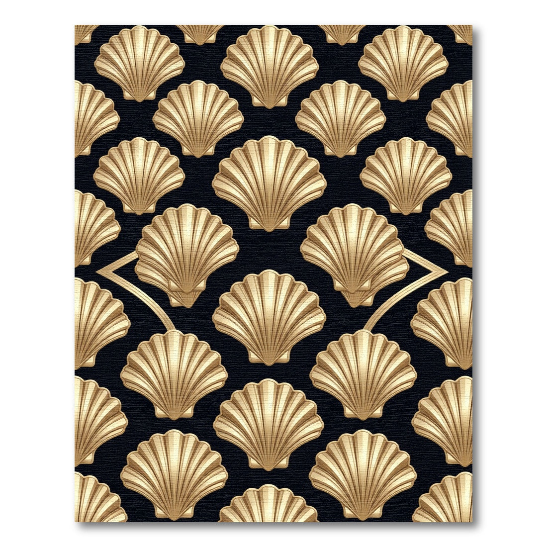 Art Deco Gold Scalloped Shell Rug