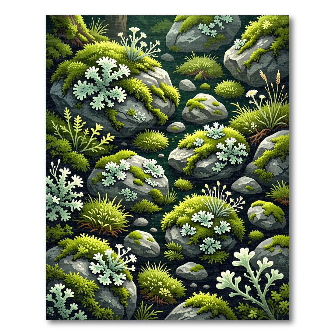 Lush Forest Moss and Lichen Rug