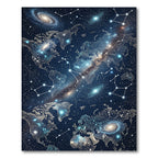 Cosmic World Map Starry Night Rug