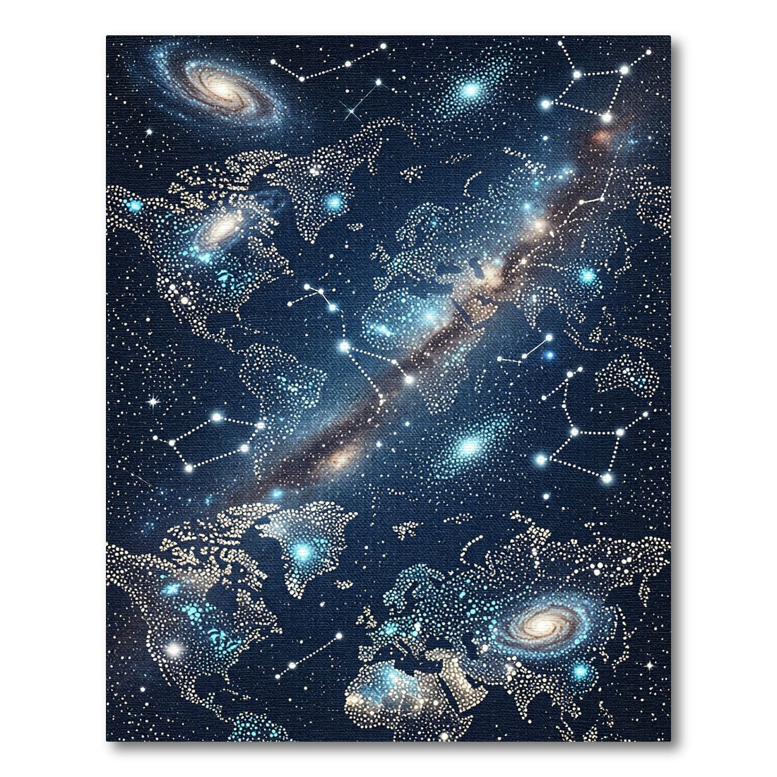 Cosmic World Map Starry Night Rug