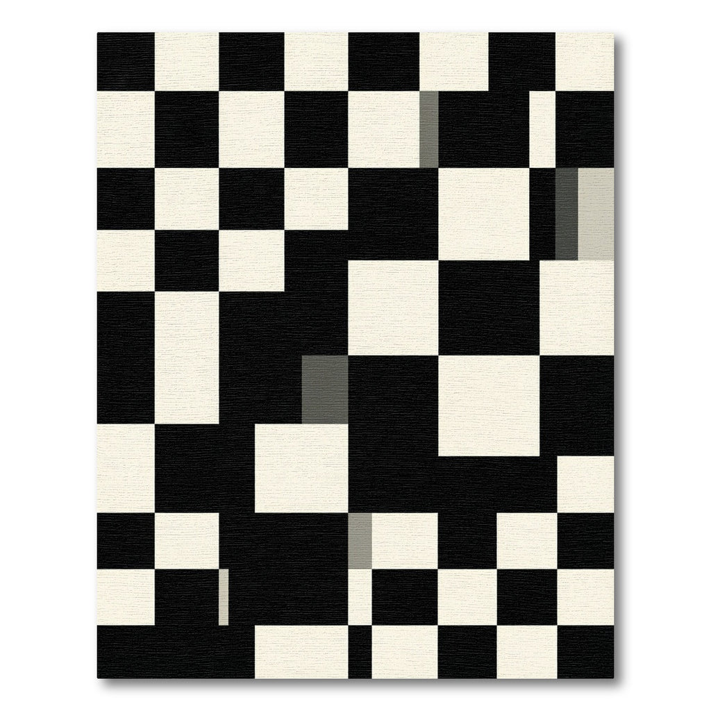 Bold Black and White Checkerboard Grid Rug