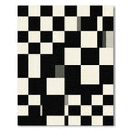 Bold Black and White Checkerboard Grid Rug