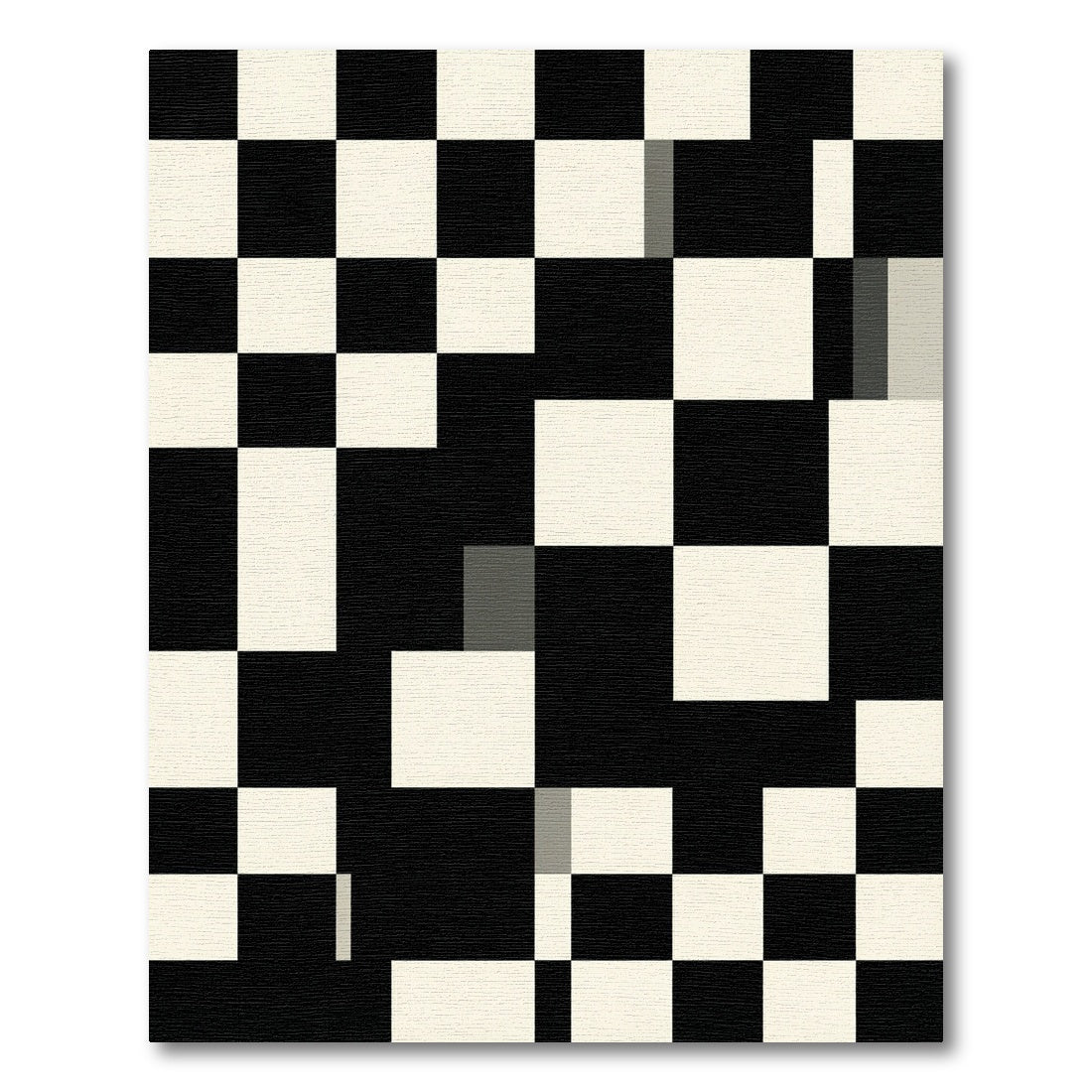 Bold Black and White Checkerboard Grid Rug
