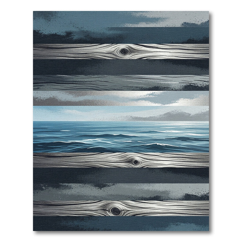 Coastal Navy Sea Ocean Timber Planks Rug