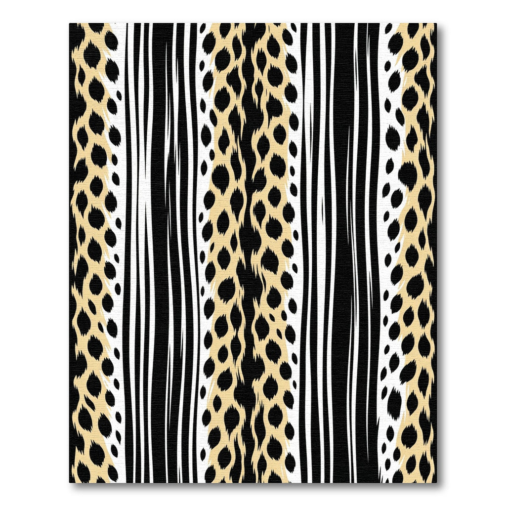 Leopard Stripe Black White Gold Accents Rug
