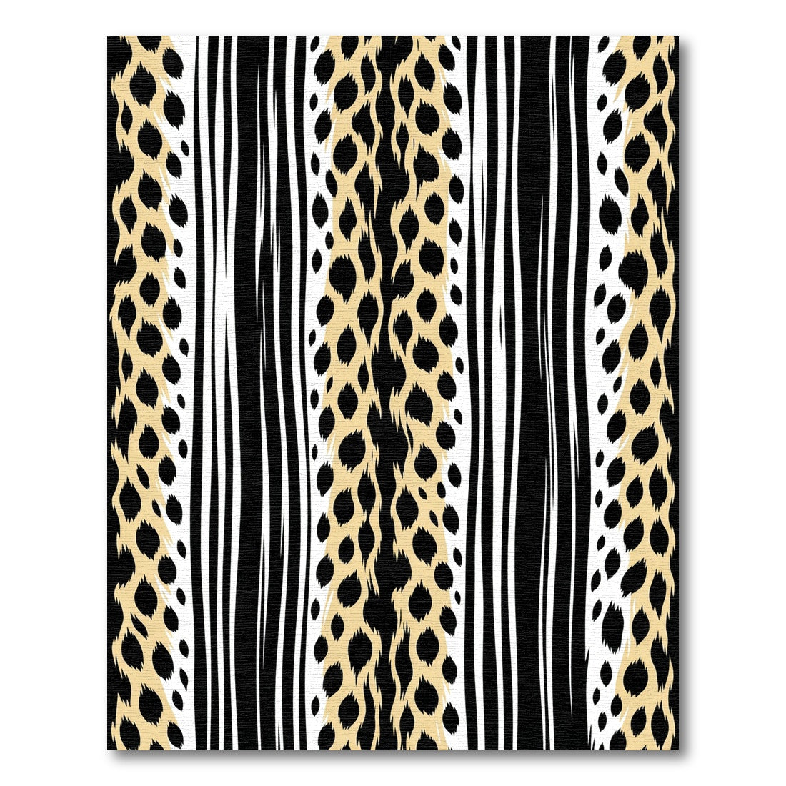 Leopard Stripe Black White Gold Accents Rug
