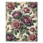 Vintage Mauve Rose Bouquet Floral Rug
