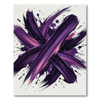 Dramatic Purple Abstract Ink Brush Stroke Rug
