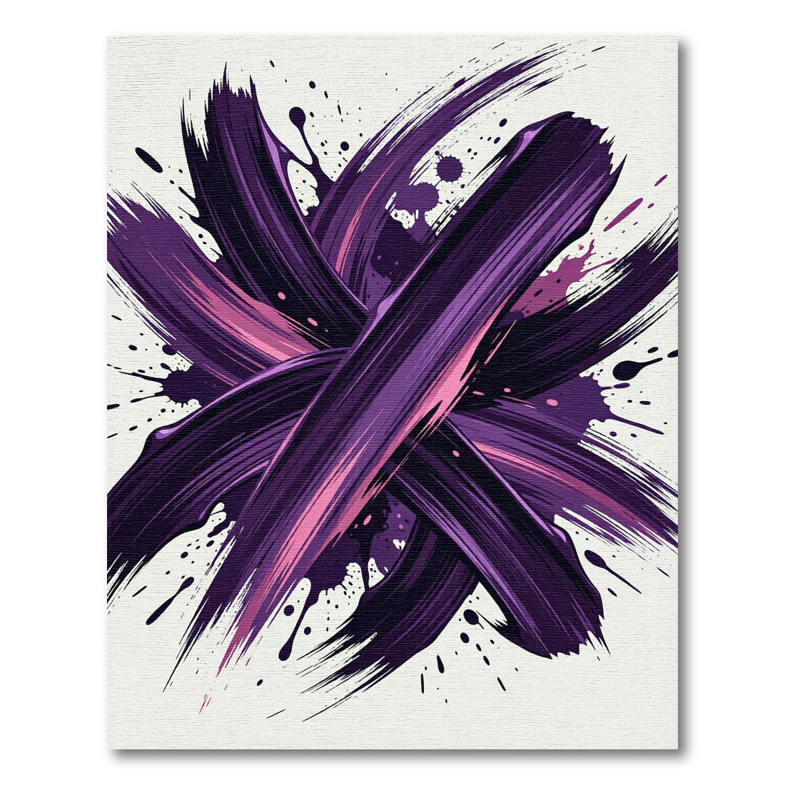 Dramatic Purple Abstract Ink Brush Stroke Rug