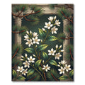 Elegant White Jasmine and Pine Foliage Rug
