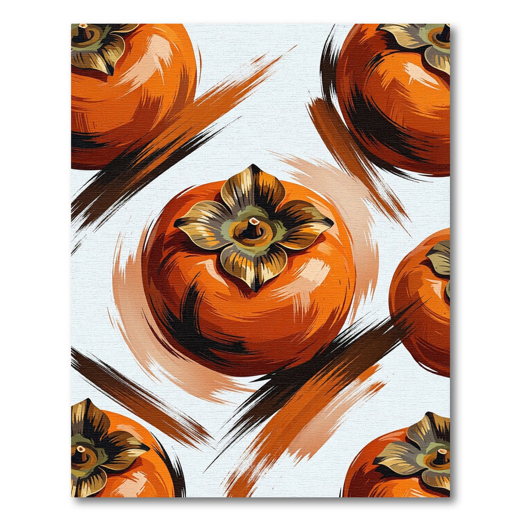 Vibrant Orange Persimmon Fruit Orchard Rug