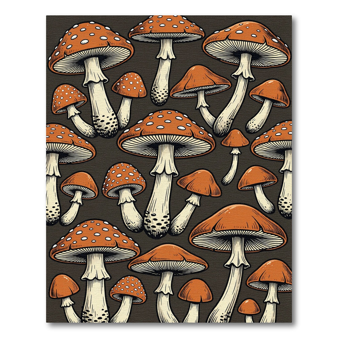 Whimsical Speckled Orange Mushroom Forest Rug