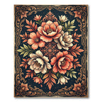 Elegant Coral Floral Medallion Bouquet Rug
