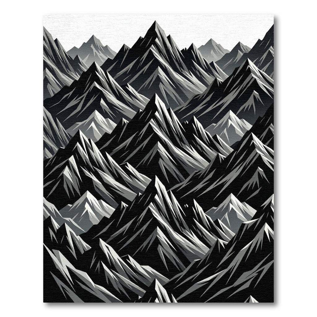 Dramatic Black White Jagged Peaks Rug
