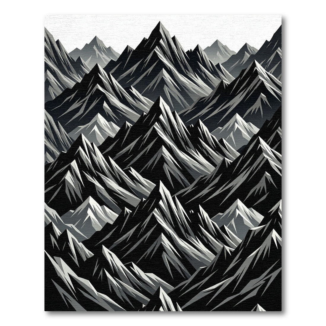 Dramatic Black White Jagged Peaks Rug
