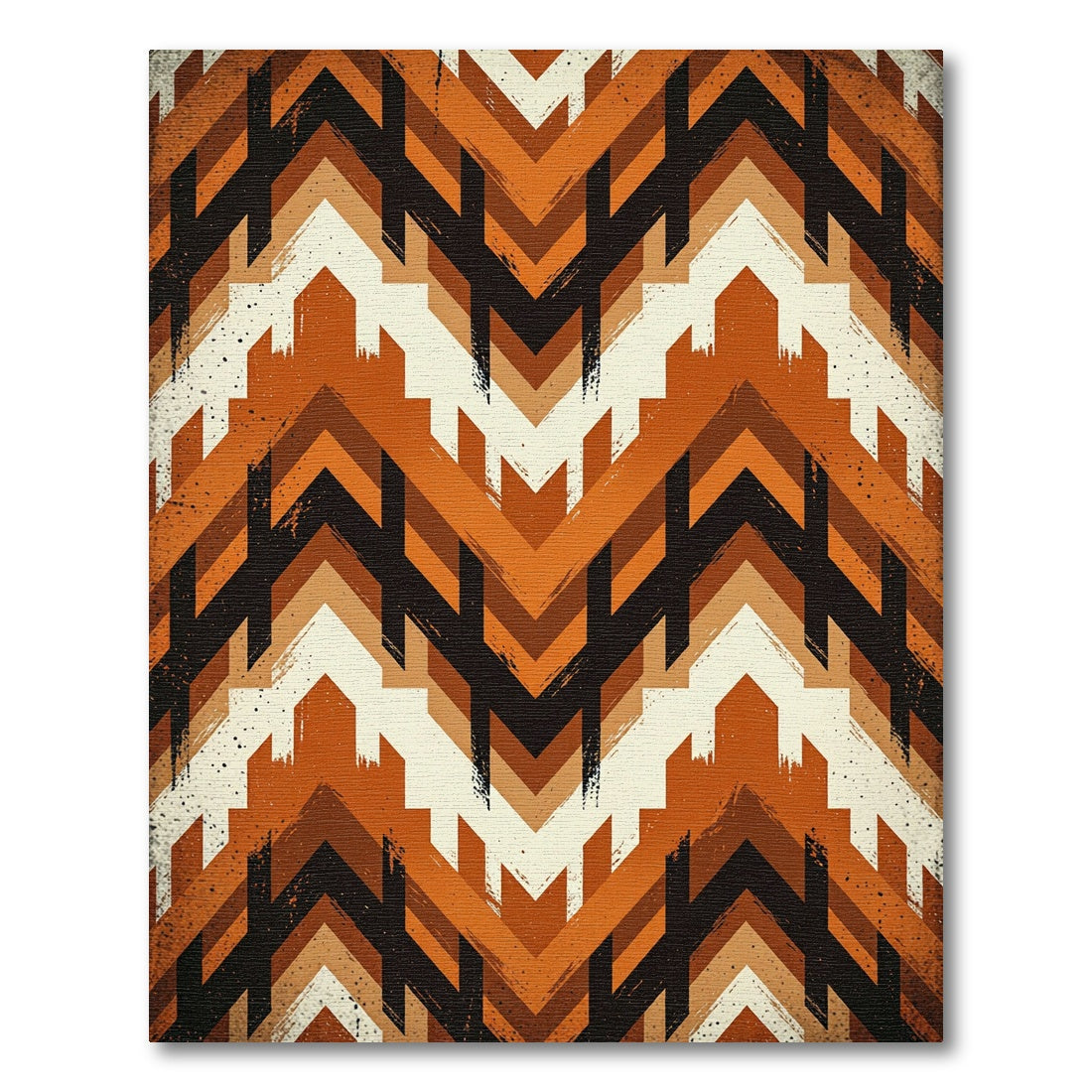 Earthy Terracotta Chevron Geometric Abstract Rug