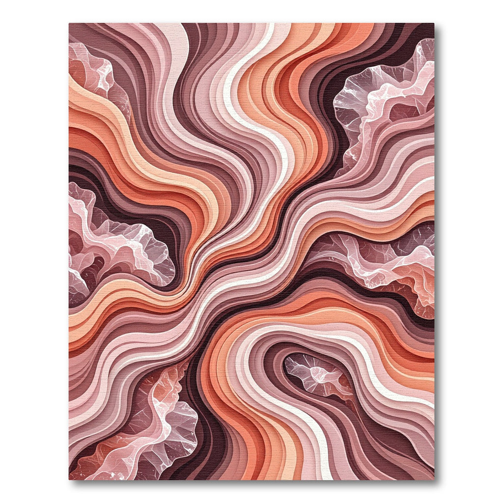 Terracotta And Pink Wavy Flow Rug