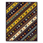 Earthy Gold Bird and Folk Star Diagonal Rug