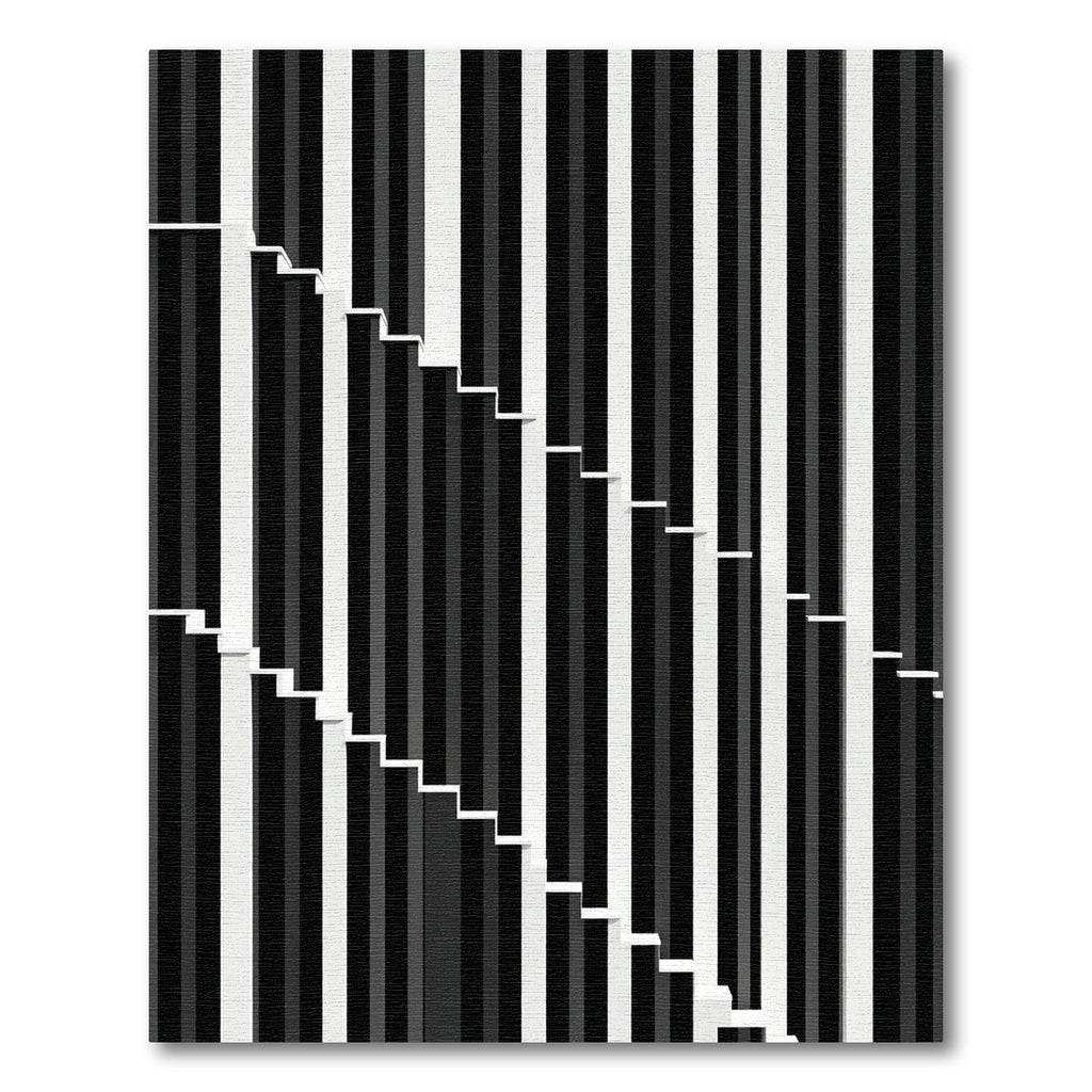 Modern Black White Staircase Stripes Rug