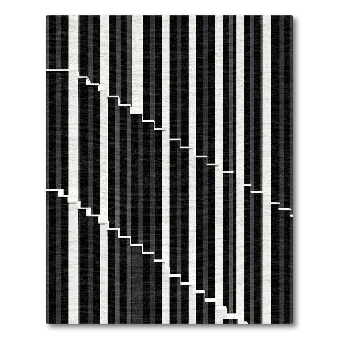 Modern Black White Staircase Stripes Rug