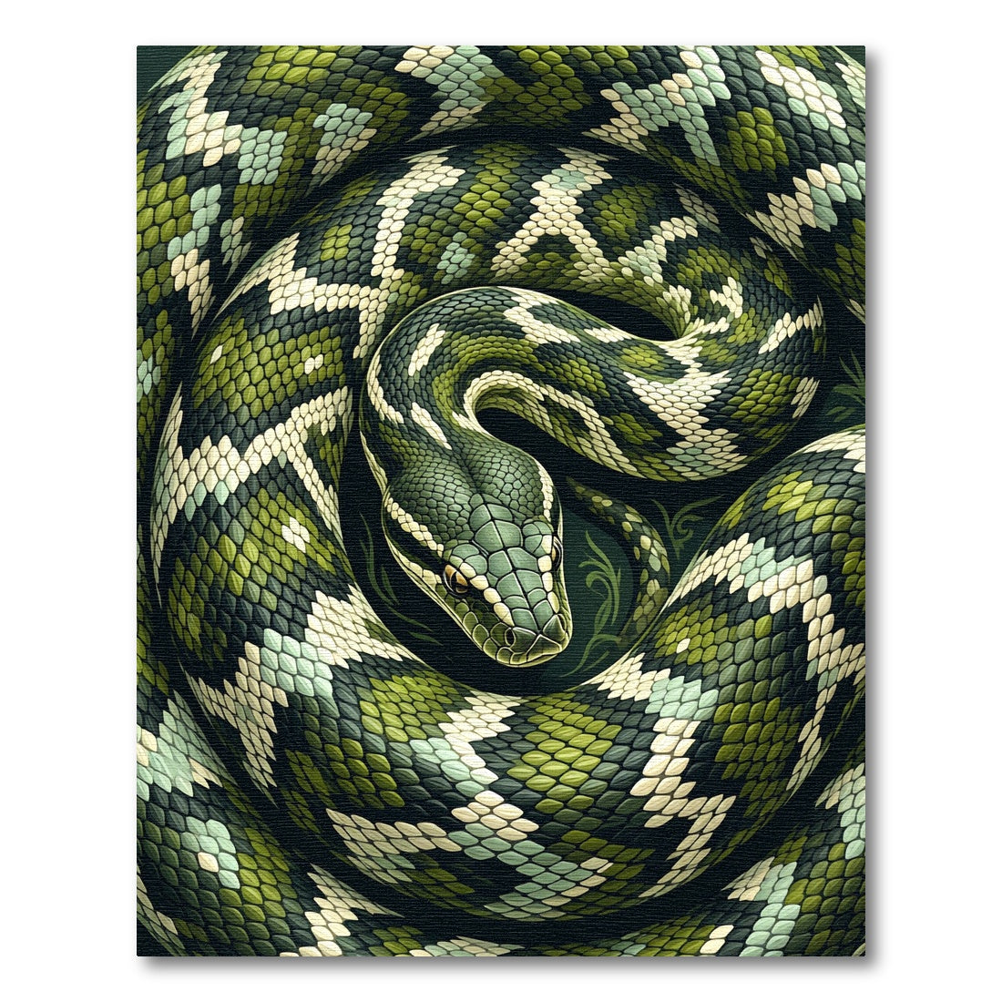Coiled Emerald Forest Serpent Scale Rug