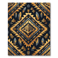 Golden Obsidian Geometric Aztec Feather Rug